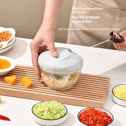 Food Chopper Hand Pull String Vegetable Cutter Onions Garlic Chopper Portable Food Mincer for Garlic Ginger Herbs Nuts Durable Kitchen Food Processor (500 ML)