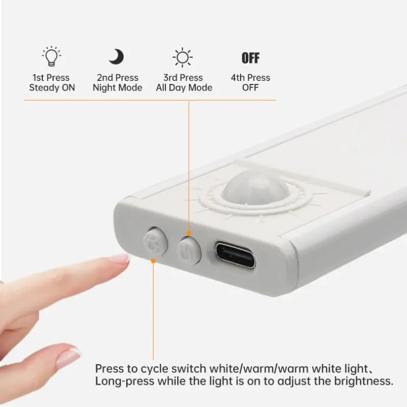 Motion Sensor Light, Usb-Rechargeable LED Sensor Lamp with Adjustable Lighting Modes, Dimmable Lighting, Wireless LED Light for Kitchen Cabinets, Bedrooms and Wardrobes, Night Light for Home Decor and Ambient Lighting #GLOBAL PICKS