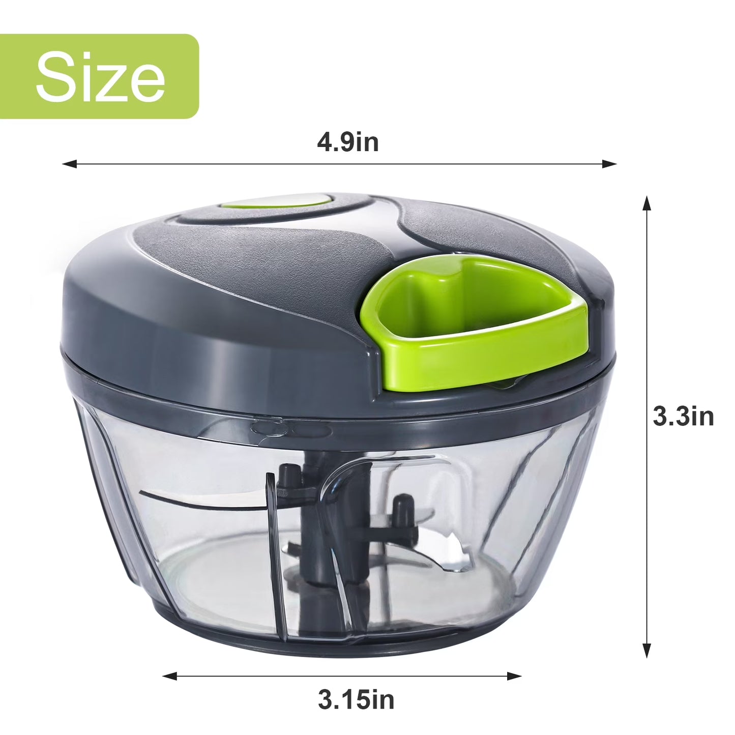 Vegetable Chopper Manual Food Processor with Pull Cord, 500 Ml Hand-Powered Kitchen Cutter for Garlic, Onion, Veggies & Fruits