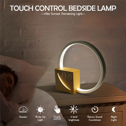 Hot Selling-Wake up Night Light with Alarm Clock for Bedroom 3 Level Dimmable Touch Table Lamp with White Noise for Kids,Wake Up