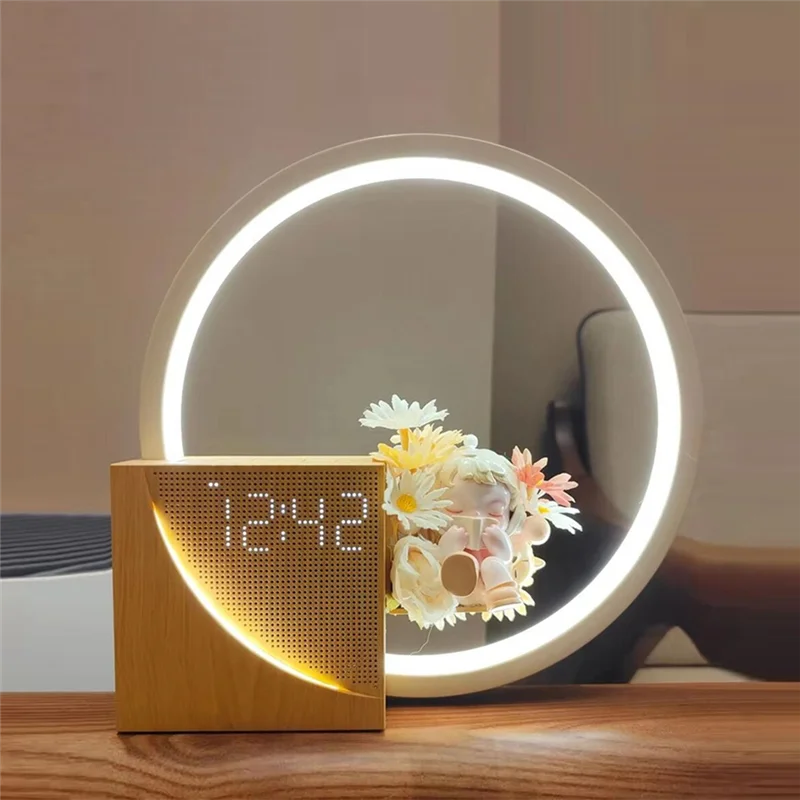 Hot Selling-Wake up Night Light with Alarm Clock for Bedroom 3 Level Dimmable Touch Table Lamp with White Noise for Kids,Wake Up