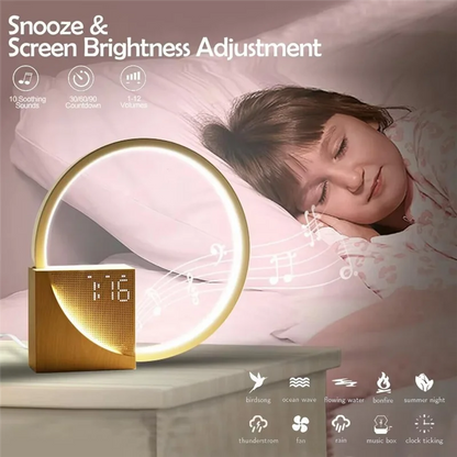 Hot Selling-Wake up Night Light with Alarm Clock for Bedroom 3 Level Dimmable Touch Table Lamp with White Noise for Kids,Wake Up