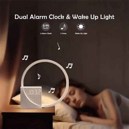 Hot Selling-Wake up Night Light with Alarm Clock for Bedroom 3 Level Dimmable Touch Table Lamp with White Noise for Kids,Wake Up