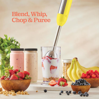 Powerful Immersion Blender, Electric Hand Blender 500 Watt with Turbo Mode, Detachable Base. Handheld Kitchen Gadget Blender Stick for Soup, Smoothie, Puree, Baby Food, 304 Stainless Steel Blades