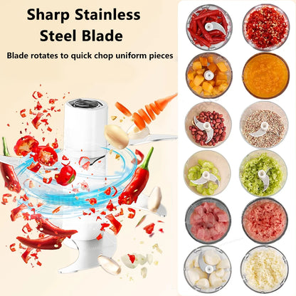 Electric Food Chopper 320Ml Electric Garlic Chopper USB Rechargeable Meat Grinder Garlic Press Portable Blender
