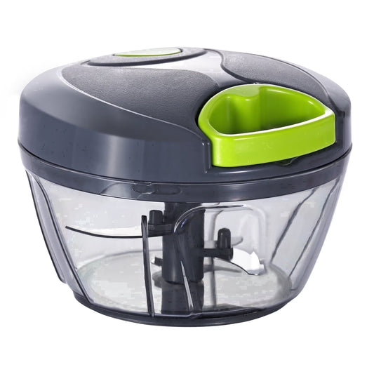 Vegetable Chopper Manual Food Processor with Pull Cord, 500 Ml Hand-Powered Kitchen Cutter for Garlic, Onion, Veggies & Fruits